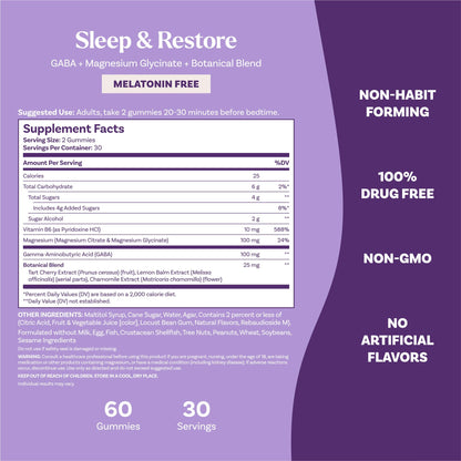 Natrol Sleep & Restore Magnesium Glycinate Blend Gummies, Magnesium for Sleep Aids for Adults, Melatonin-Free, Cherry Flavored, 30 Day Supply NatrolBuy Supplements Australia