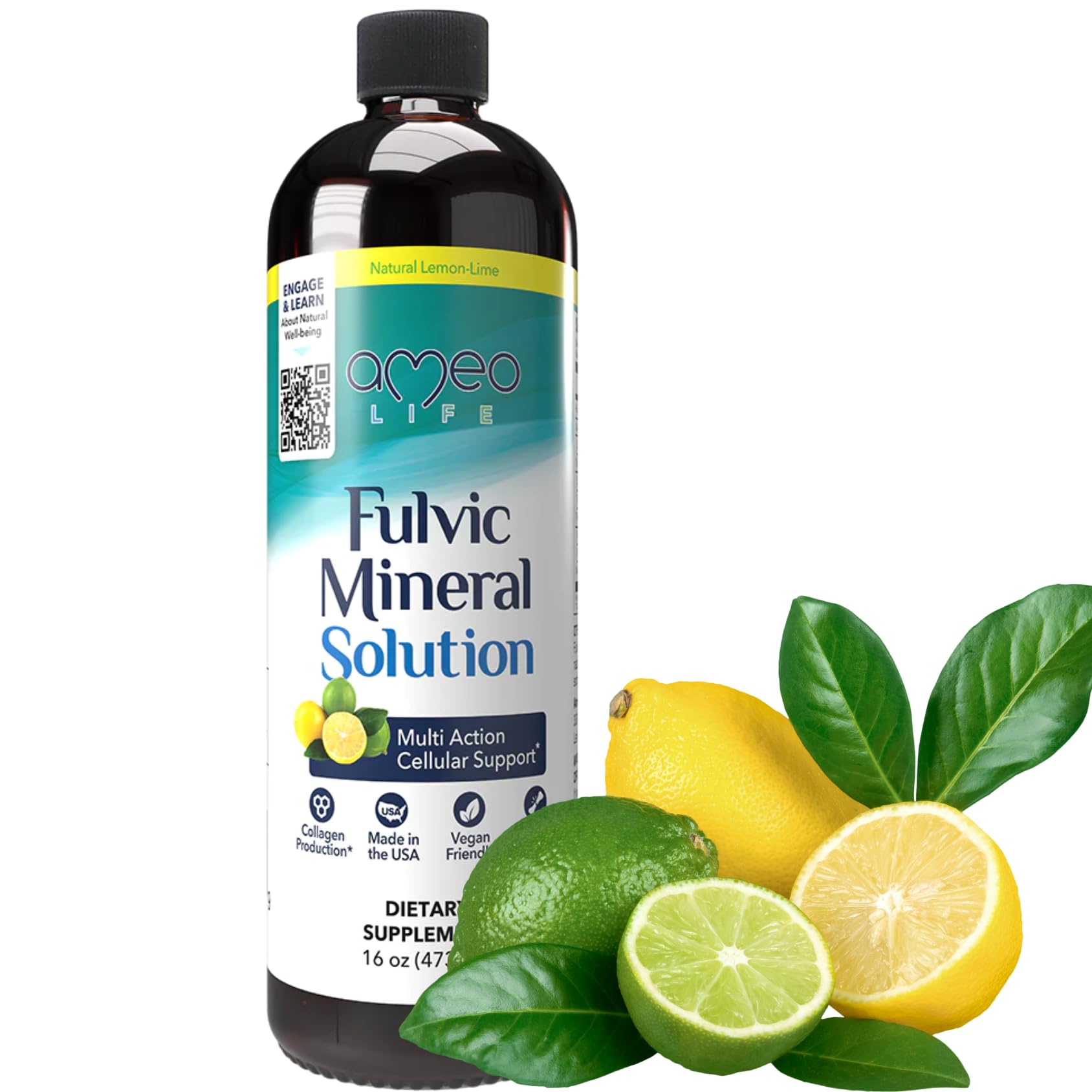 Ameo Life Fulvic Acid & Mineral Complex – Cellular Support, Detox, Collagen Boost – Promotes Skin, Hair, Nail Growth & Energy – Vegan, Gluten-Free, Non-GMO, Made in the USA -16 OZ Ameo LifeBuy Supplements Australia