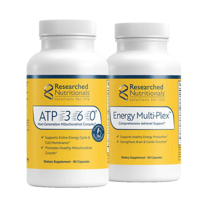 Researched Nutritionals Mens & Womens Vitamins - Optimized Energy Duo - Adrenal Support & Mitochondrial Supplements Researched Nutritionals