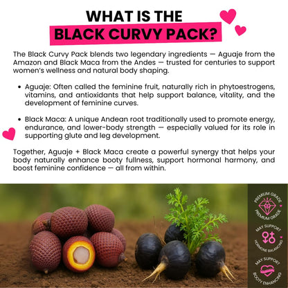 Maximum Booty Growth – Aguaje + Black Maca Pills for Women – Glute Volume Enhancer - Black Curvy Pack Curvy FruitBuy Supplements Australia