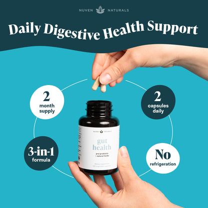 Nuven Naturals All-in-One Gut Health w/Probiotics, Prebiotics, Digestion-Supporting Herbs