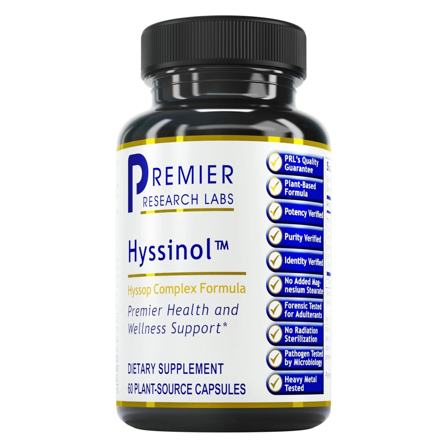 Premier Research Labs Hyssinol - Hyssop Herb, Hyssop Capsules, Wellness Pills with Organic Hyssop Dry Herb, Dietary Supplement with Green Tea, Antioxidant Support - 60 Vegetarian Capsules Premier Research LabsBuy Supplements Australia
