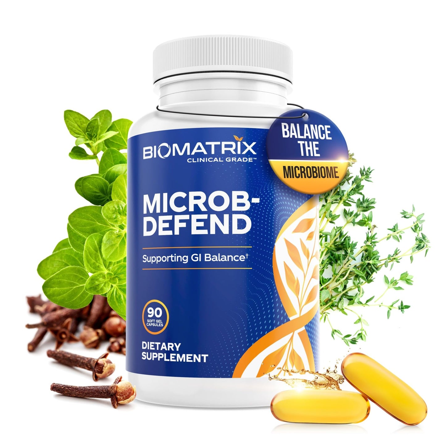 BioMatrix Biofilm Disruptor, GI Repair Digestive Supplement for Men and Women, Oil of Thyme, Oregano & Clove, Gut Microbiome & Intestinal Health Support | Microb-Defend (90 Softgels) BioMatrixBuy Supplements Australia