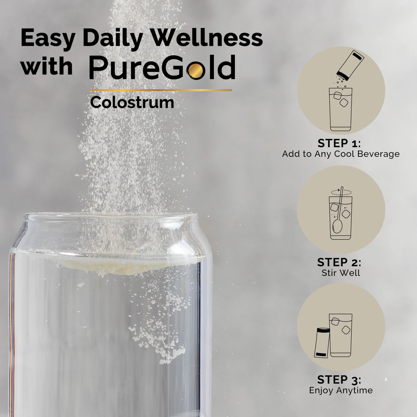 PureGold - Bovine Colostrum Powder - 100% Pure New Zealand Grass Fed, Supports Gut Health, Skin, Hair, & Immunity – Colostrum Supplement, Unflavored, 30 Travel Packets Fasted AthleteBuy Supplements Australia