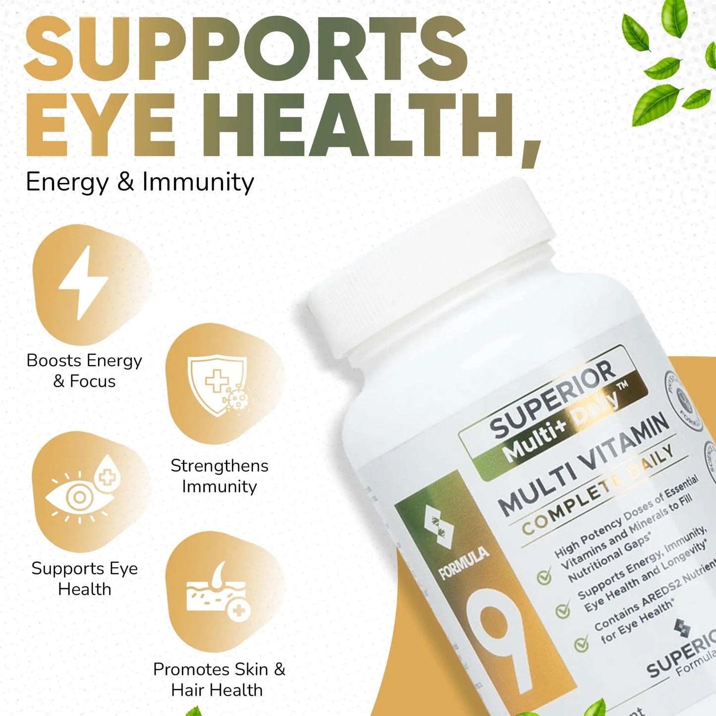 Superior Formulas LLC High Potency Multivitamin with AREDS2 Nutrients; Physician-Formulated Daily Supplement with Lutein, Zeaxanthin, Zinc, Vitamin C & E Superior Formulas LLC