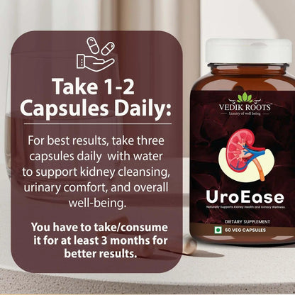 VEDIKROOTS UroEase | Ayurvedic Herbal Supplement for Kidney Health & Uric Acid Levels | Supports Urinary Tract Health | 60 Veg Capsules VEDIKROOTSBuy Supplements Australia