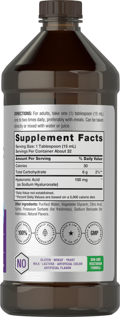 Liquid Hyaluronic Acid Supplement | 100 mg | 16 oz | Mixed Berry Flavor | Non-GMO HorbäachBuy Supplements Australia