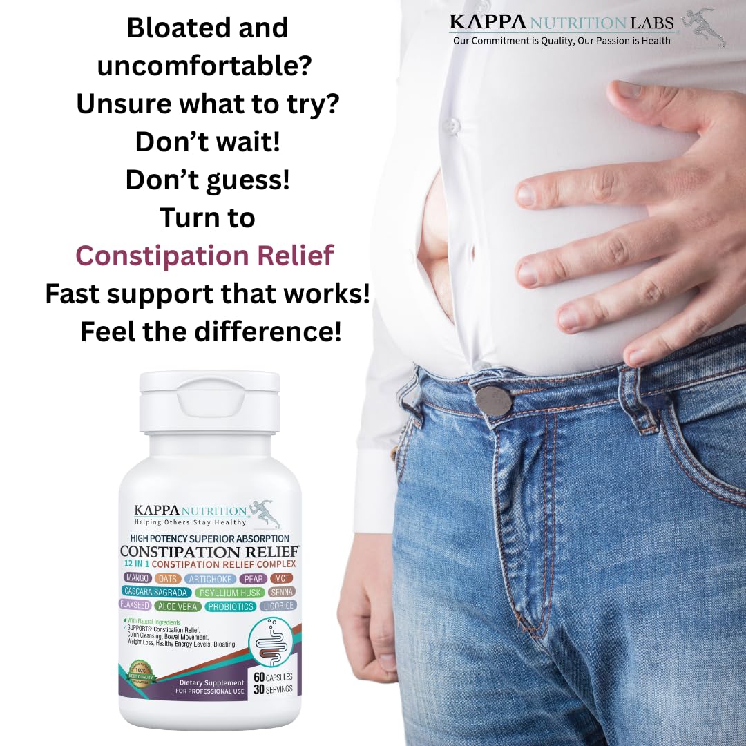 KAPPA NUTRITION Constipation Relief Supplement – Gentle Colon Cleanse for Regularity & Gut Health – Non-Habit Forming Formula with Fiber, Herbs & Probiotics – Non-GMO, 60 Capsules KAPPA NUTRITIONBuy Supplements Australia