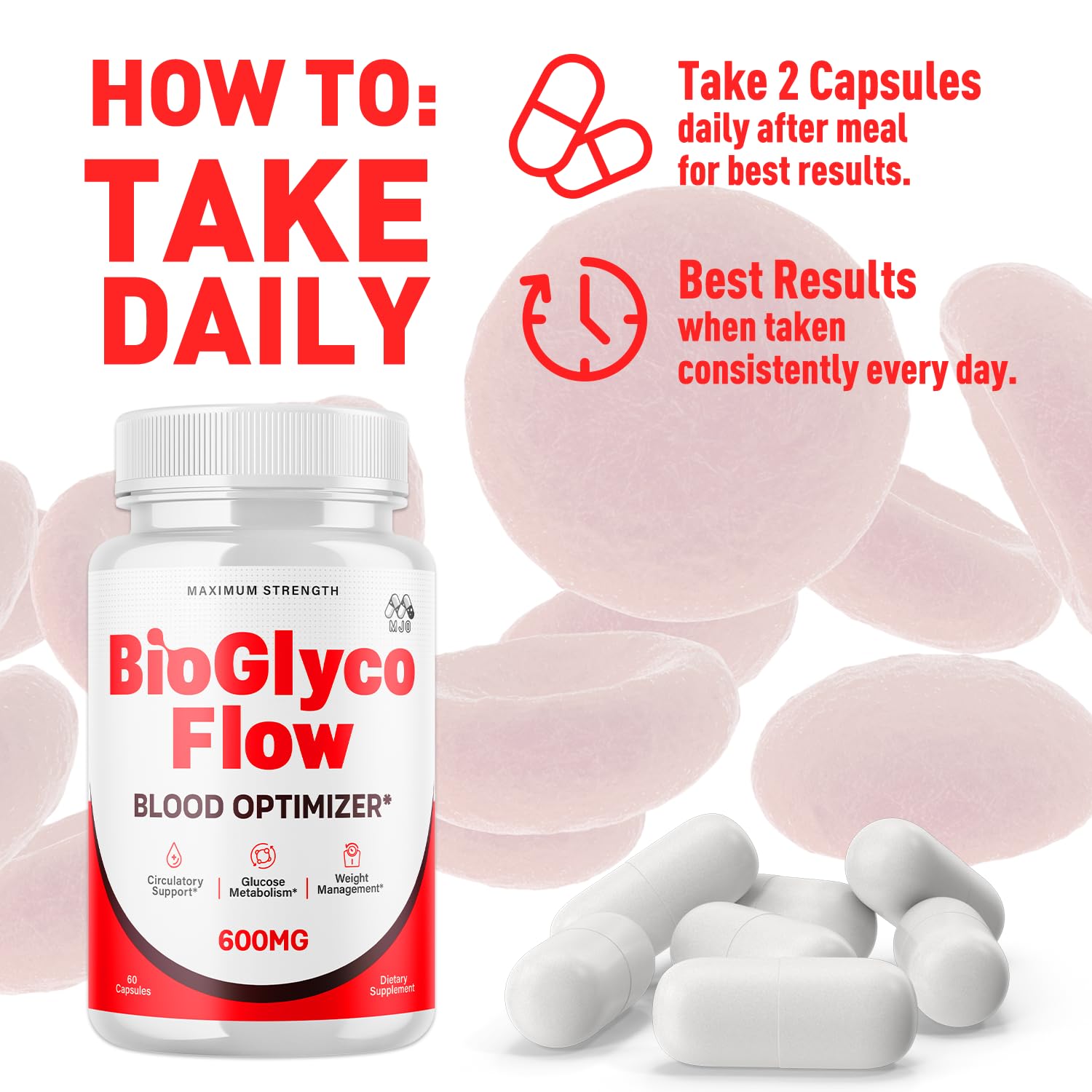 (2 Pack) BioGlyco Flow Blood Optimizer Capsules, Official BioGlyco Flow Pills with All Natural Ingredients, Advanced Health and Wellness Supplement with Maximum Strength Multivitamins (120 Capsules) MJOBuy Supplements Australia