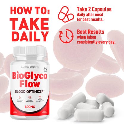 (2 Pack) BioGlyco Flow Blood Optimizer Capsules, Official BioGlyco Flow Pills with All Natural Ingredients, Advanced Health and Wellness Supplement with Maximum Strength Multivitamins (120 Capsules) MJOBuy Supplements Australia