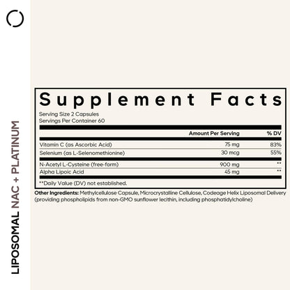 Codeage Liposomal NAC+ Platinum - N-Acetyl L-Cysteine, Vitamin C, Alpha Lipoic Acid, Selenium - 2-Month Supply - Helix Liposomal Delivery - Phospholipid - Non-GMO NAC Dietary Supplement - 120 Capsules CodeageBuy Supplements Australia