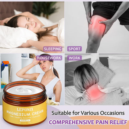 Magnesium Cream for Sleep & Muscle Recovery - Soothing Topical Magnesium Lotion for Leg Cramps, Joint Comfort, Pain Relief - Relaxing Magnesium Body Butter for Men Women Kids (120ml, Vanilla) LEPONIXBuy Supplements Australia