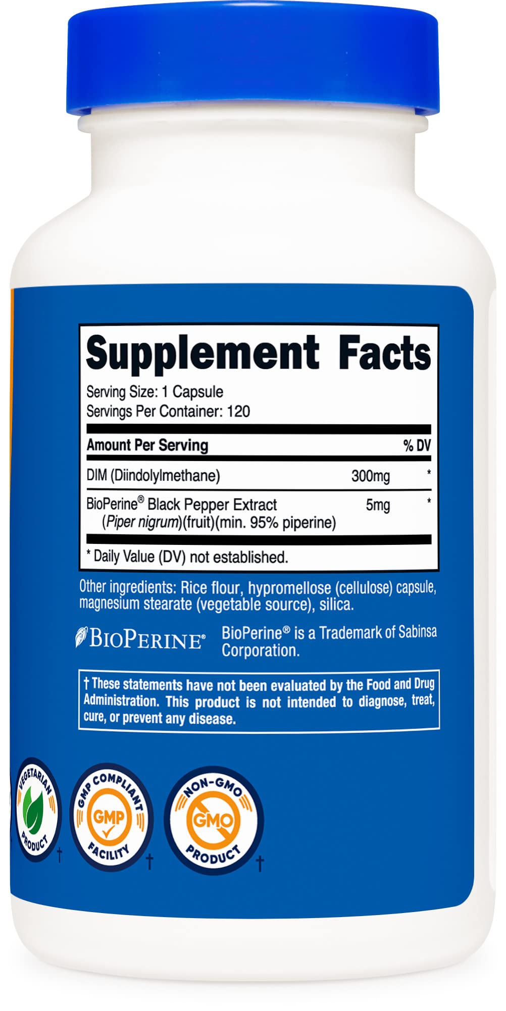 Nutricost DIM (Diindolylmethane) Plus BioPerine 300mg, 120 Vegetarian Capsules NutricostBuy Supplements Australia