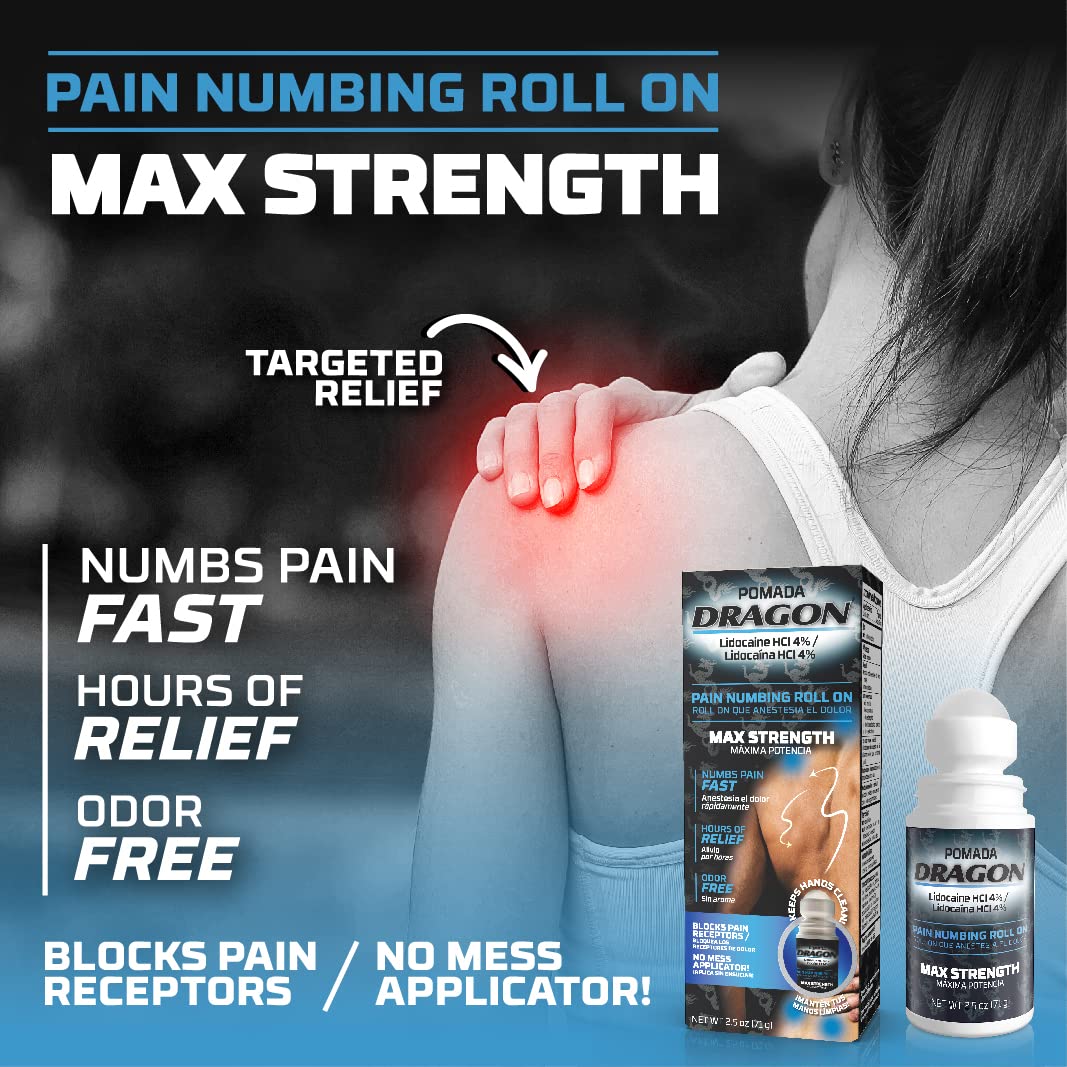 Dragon - POMADA, Maximum Strength- Pain Numbing & Long Lasting Pain Relief No Mess Applicator with Lidocaine Roll On, 2.5 oz, Pack of 3 Dragon TabsBuy Supplements Australia