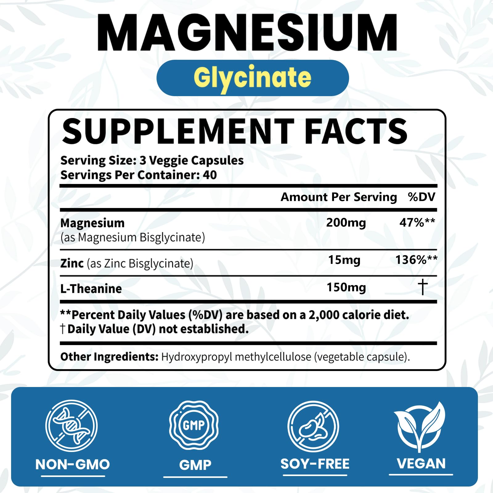 AROFUM Magnesium Glycine 200 mg, with L-theanine and Zinc Glycine – Magnesium Supplement to Help Soothe Emotions, Balance Stress, and Promote restful Sleep – Non-GMO Vegan Capsules, 120 Capsules ArofumBuy Supplements Australia