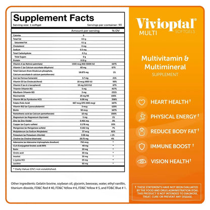 Vivioptal Multi, 90 Softgels (1 Year Supply), Multivitamin & Multimineral, Gluten Free, German Formula Vivioptal VitaminsBuy Supplements Australia