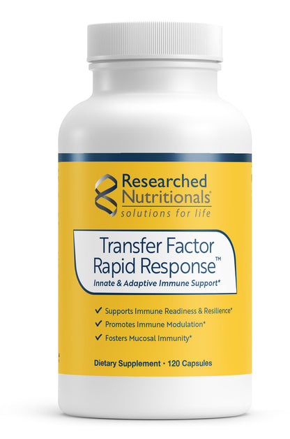 Researched Nutritionals Transfer Factor Rapid Response Immune Support Supplement - Colostrum Blend with Beta Glucan, IP-6 & Lactoferrin, Fast-Acting Innate & Adaptive Immune Modulation (120 Capsules) Researched NutritionalsBuy Supplements Australia