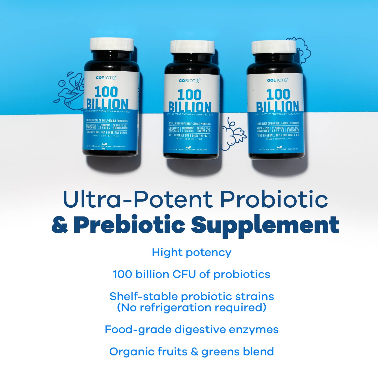 100 Billion - Probiotics and Prebiotics Supplement Pills - Digestive Enzymes and Prebiotic GOBIOTIXBuy Supplements Australia