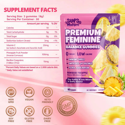 Women's Probiotic Gummies Nutrition Premium Feminine Balance Gummies - Supports pH Balance, Digestion & Immune Health - Hawaiian Pineapple Flavor sups natureBuy Supplements Australia
