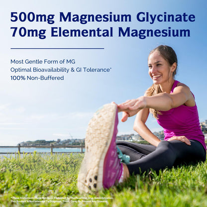 Innate Vitality Magnesium Glycinate 500mg | 70mg Elemental Magnesium Supplement - High Absorption, Non Buffered, Non-GMO & No Gluten - Vegan - Nerve Health - 120 Capsules (Pack of 1) Innate VitalityBuy Supplements Australia