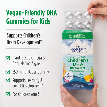 Nordic Naturals Zero Sugar Children’s DHA Vegetarian Gummy Chews - Passion Fruit Lemon Flavor - 30 Gummies - Vegan Algae Oil Omega-3 Supplement for Kids Brain & Cognition Support - 30 Servings Nordic NaturalsBuy Supplements Australia