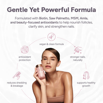 Halo Beauty Hair Skin & Nails Supplement | Thicker Hair Growth, Radiant Skin & Strong Nails Support with Biotin, Saw Palmetto & Phytoceramides | Vegan Capsules | Made in USA | 1-Month Supply Halo BeautyBuy Supplements Australia