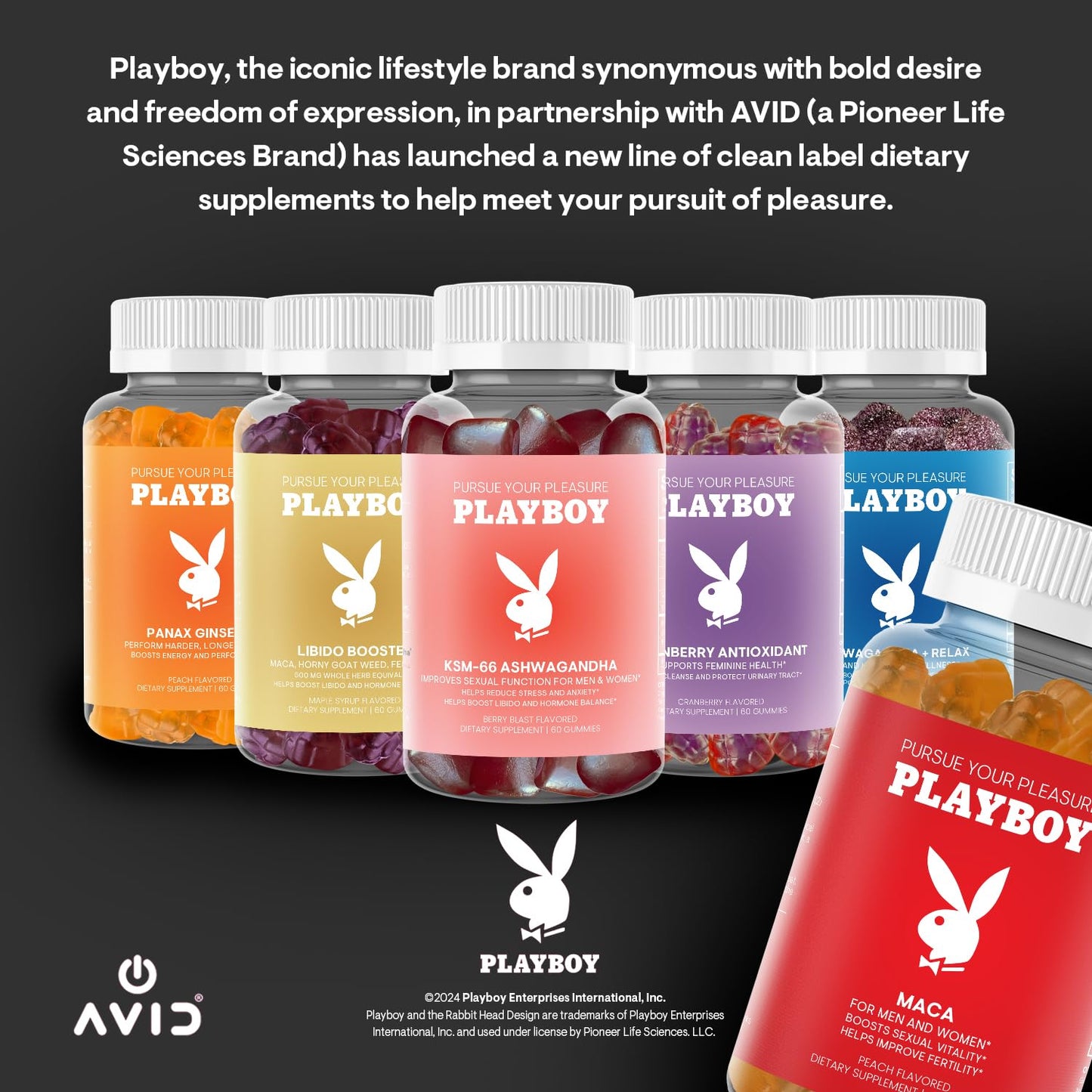 Playboy - Maca Root Gummies for Women and Men (60 Count - Peach Flavored) - Boost Sexual Vitality, Libido, Fertility - Supplement - 100% Natural, Vegan Non GMO - 4:1 Extract Maca Peruana AvidBuy Supplements Australia