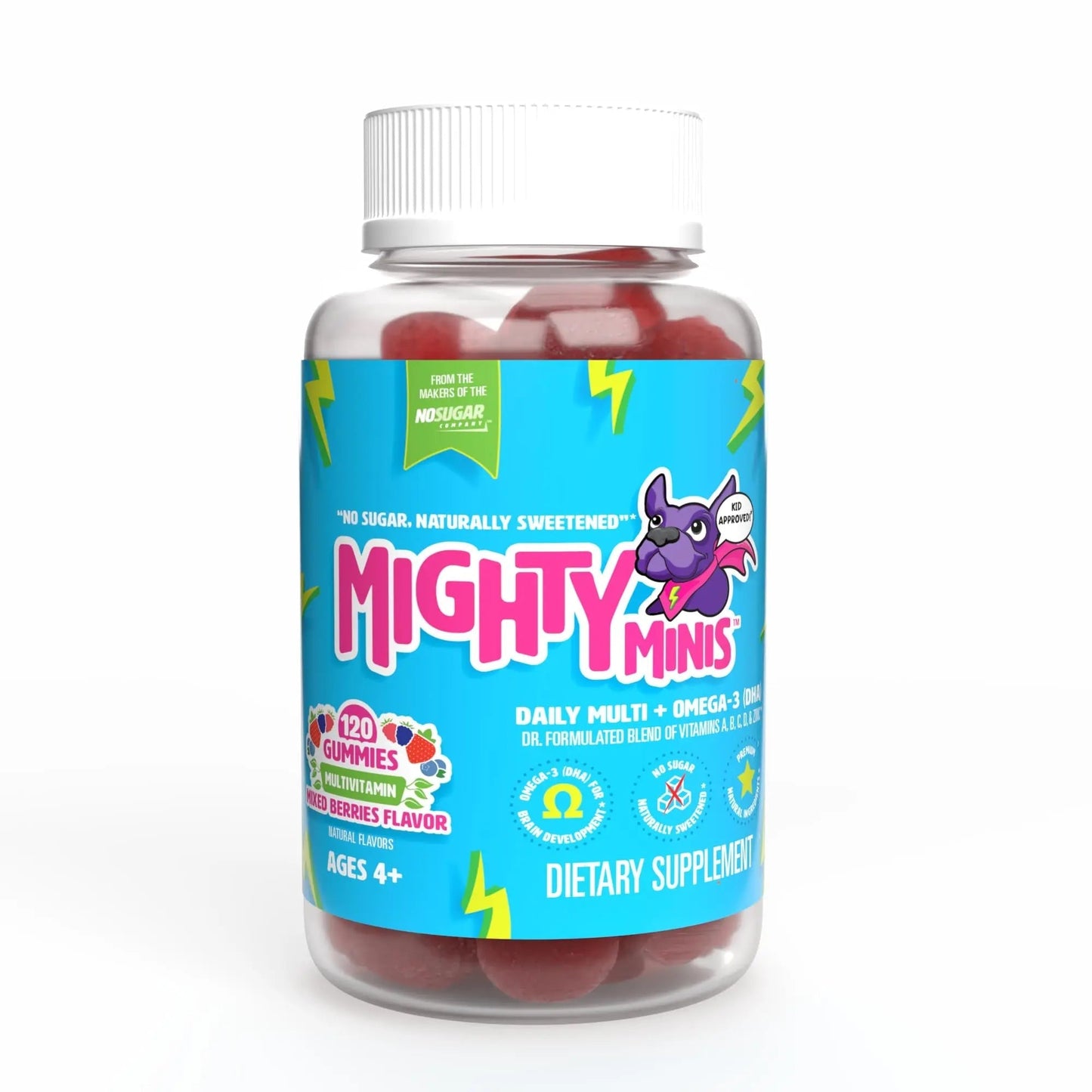 MIGHTY MINIS Slow-Crafted Sugar-Free Kids Multivitamin Gummies with Allulose | Kid-Approved Mixed Berries | for Immunity, Growth, Focus & Mood | MIGHTY MINIS