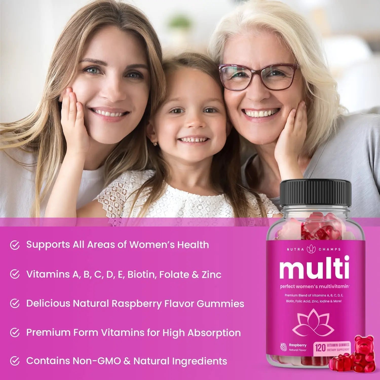 NutraChamps Biotin Gummies (2 Pack) and Womens Multivitamin Gummies (2 Pack) 4 Pack Bundle NutraChampsBuy Supplements Australia