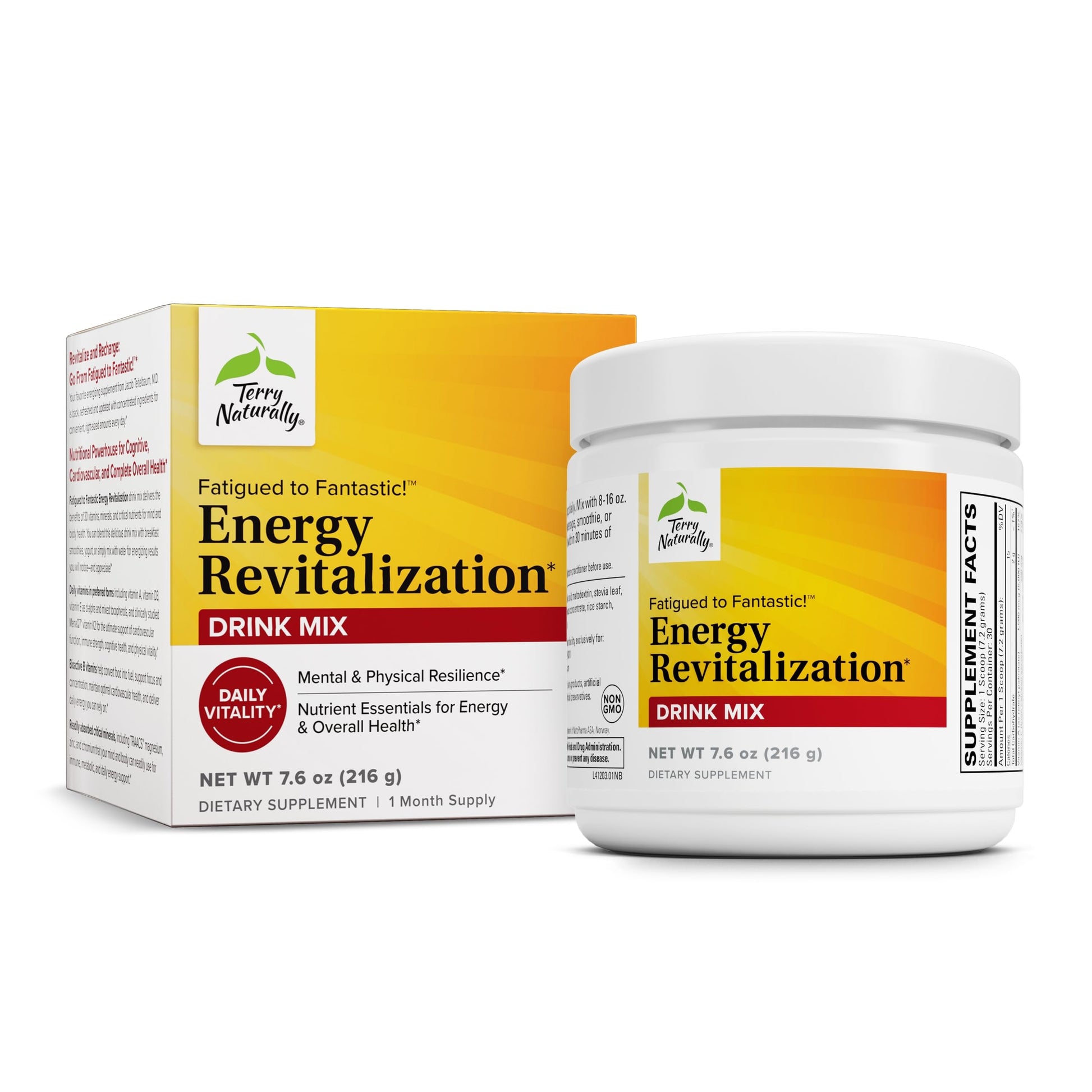 Terry Naturally Fatigued to Fantastic Energy Revitalization - Drink Mix for Energy with L-Tyrosine, Vitamins A, D3, E & B - Supports Heart Health - 7.6 oz (30 Servings) Terry NaturallyBuy Supplements Australia
