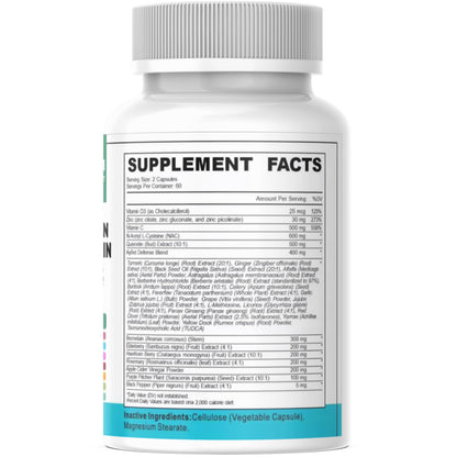 NAC-n-acetyl cysteine- Quercetin Zinc Bromelain Supplement | Extra Strength with Vit C, D3, Apple Cider Vinegar, Elderberry, Hawthorn Berry, Turmeric | Immune Support|120 Vegan Capsules | USDA Organic AyBetBuy Supplements Australia