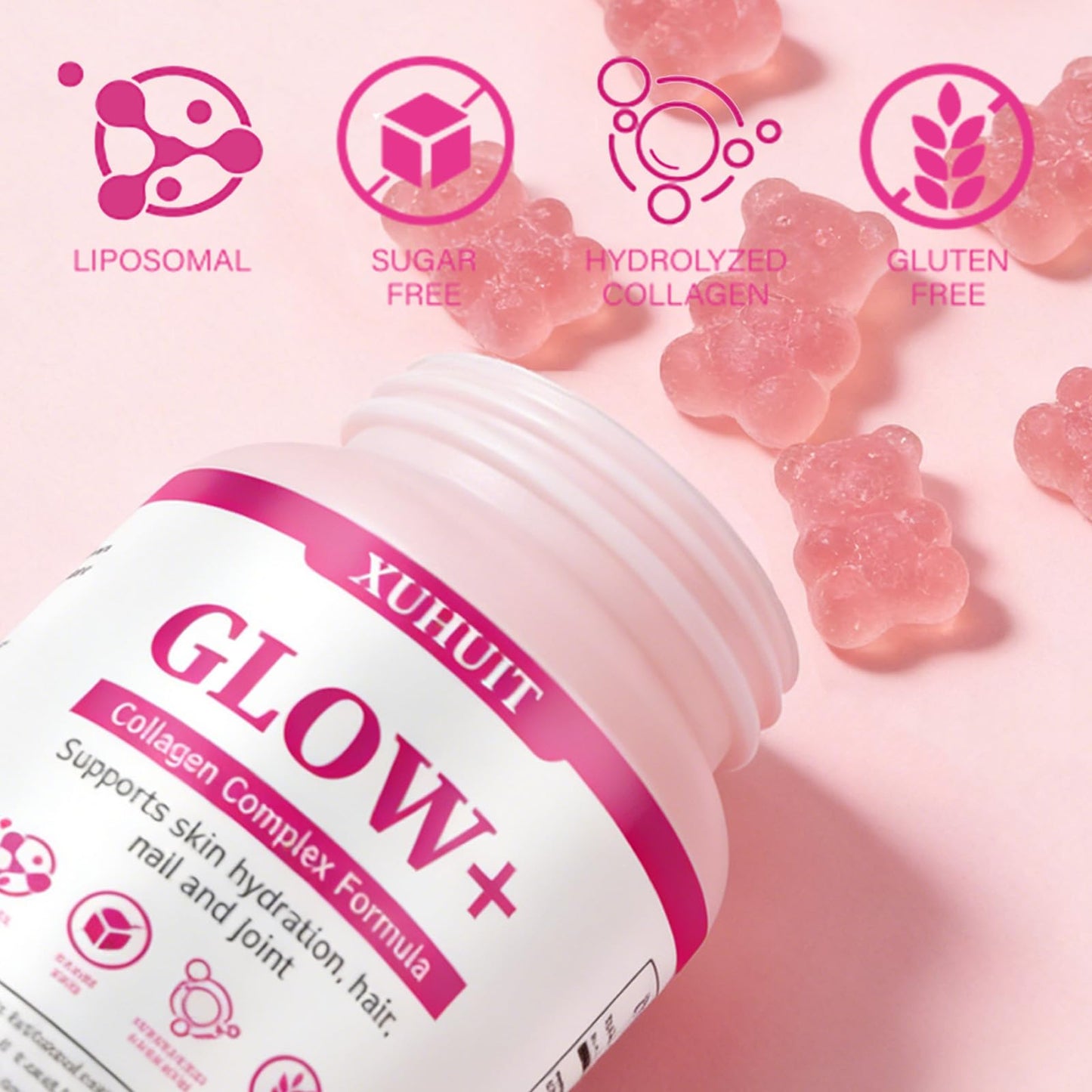 PBZPBZ Glow Collagen Gummies with Hyaluronic Acid & Resveratrol | Gentle Support for Skin, Hair & Nail Care | Non-GMO | 90 Count (1) PBZPBZBuy Supplements Australia