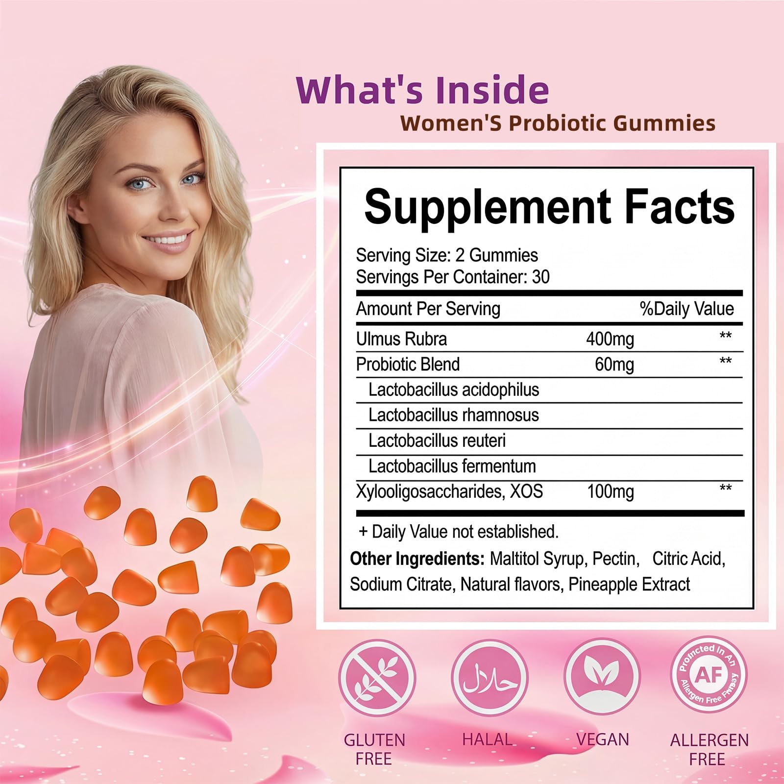 Premium Feminine Balance Gummies for Women - 60 Gummies, Hawaiian Pineapple Flavor - with Probiotics & Vitamin C - Supports Feminine Wellness & Healthy Balance - Gluten Free, Vegan（30 Servings）（Q2） QZQHUABuy Supplements Australia
