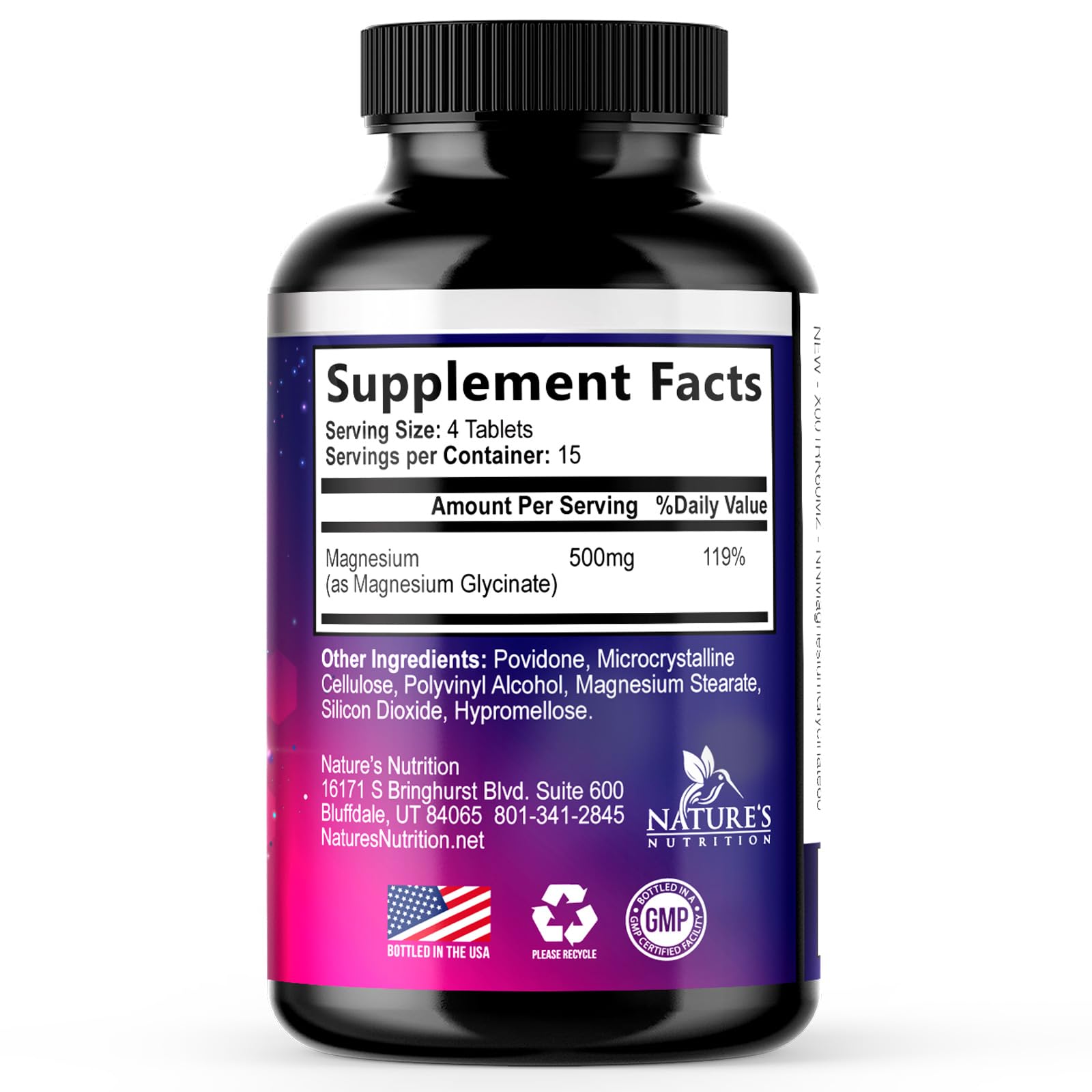 Magnesium Glycinate Supplement - 500mg Magnesium Per Serving - 100% Chelated & Purified - Supports Sleep, Heart Health, & Muscle Strength - Best Absorption Magnesium, Bottled in USA - 60 Tablets Nature's NutritionBuy Supplements Australia