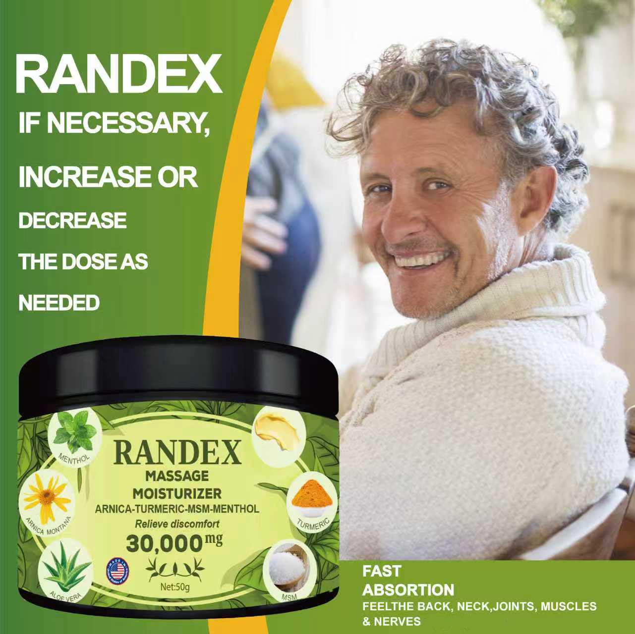 RANDEX 30000MG Organic Massage Moisturizer - Muscles,Joints,Knees, Shoulders,Body, Extra Strength- Natural RANDEXBuy Supplements Australia