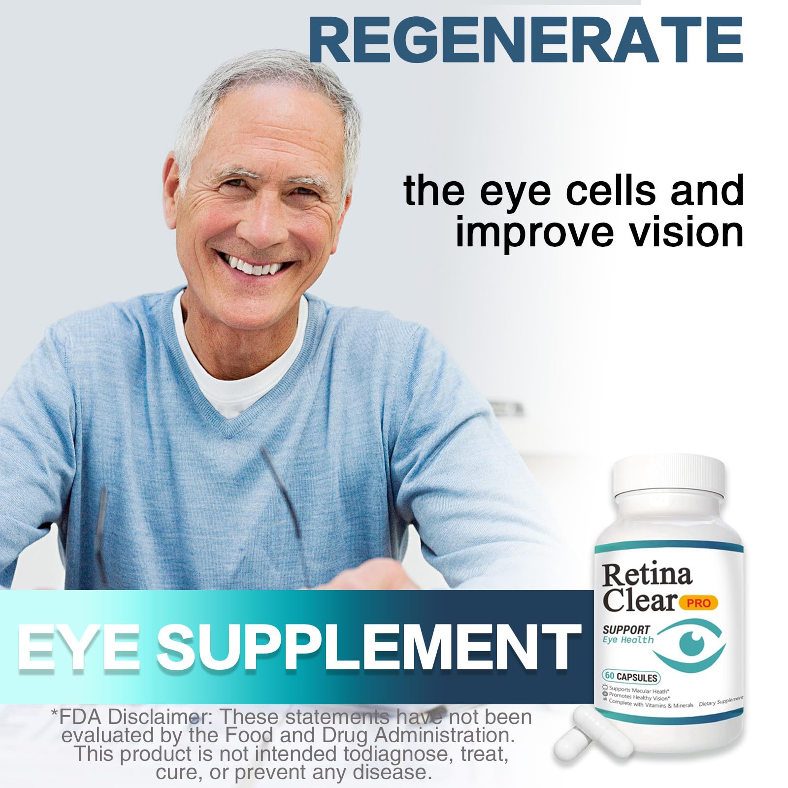 Vunexo Retina Clear Pro Eye Health Support Supplement, with Minerals and Vitamins, Lutein and Bilberry Extract Supports Visual Clarity, Eye Fatigue Relief & Focus（2PCS VunexoBuy Supplements Australia