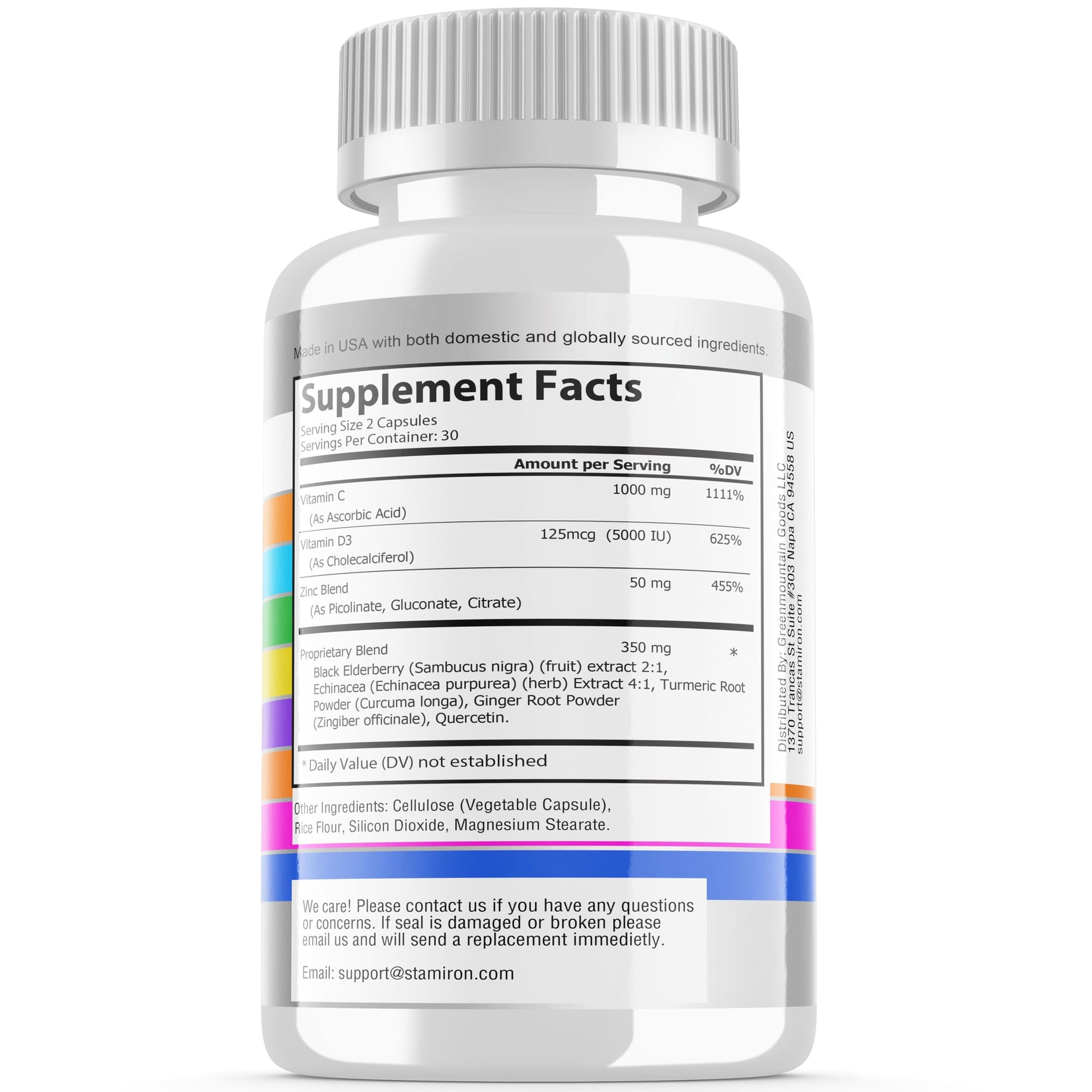8 in 1 Immune Support with Quercetin Zinc 50mg Vitamin C 1000mg Vitamin D3 5000 IU and Elderberry Echinacea Ginger for Adults Kids - VIT D Supplement Veg Capsules StamironBuy Supplements Australia