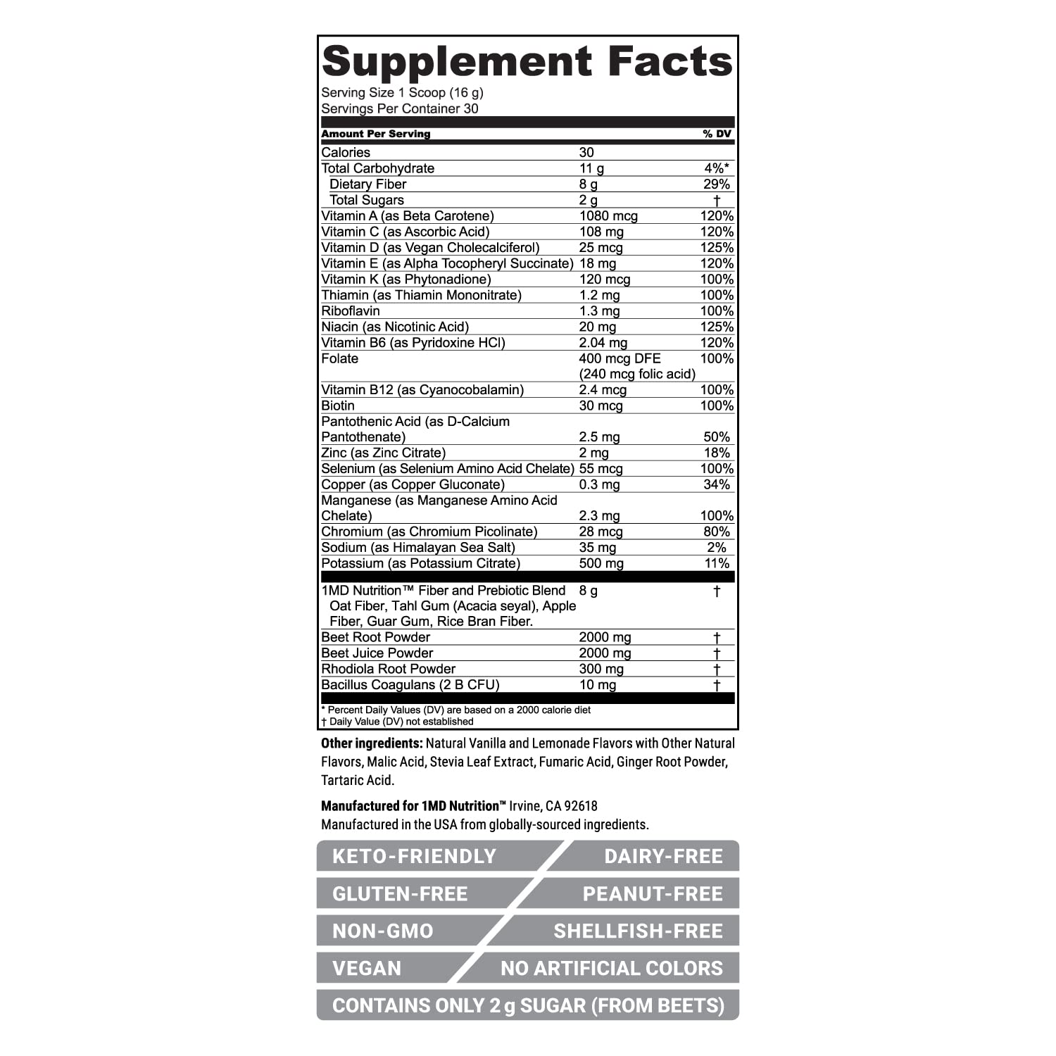 1MD Nutrition CardioFitMD - Vegan Beets Superfood Keto-Friendly Heart Health Powder 1MD NutritionBuy Supplements Australia