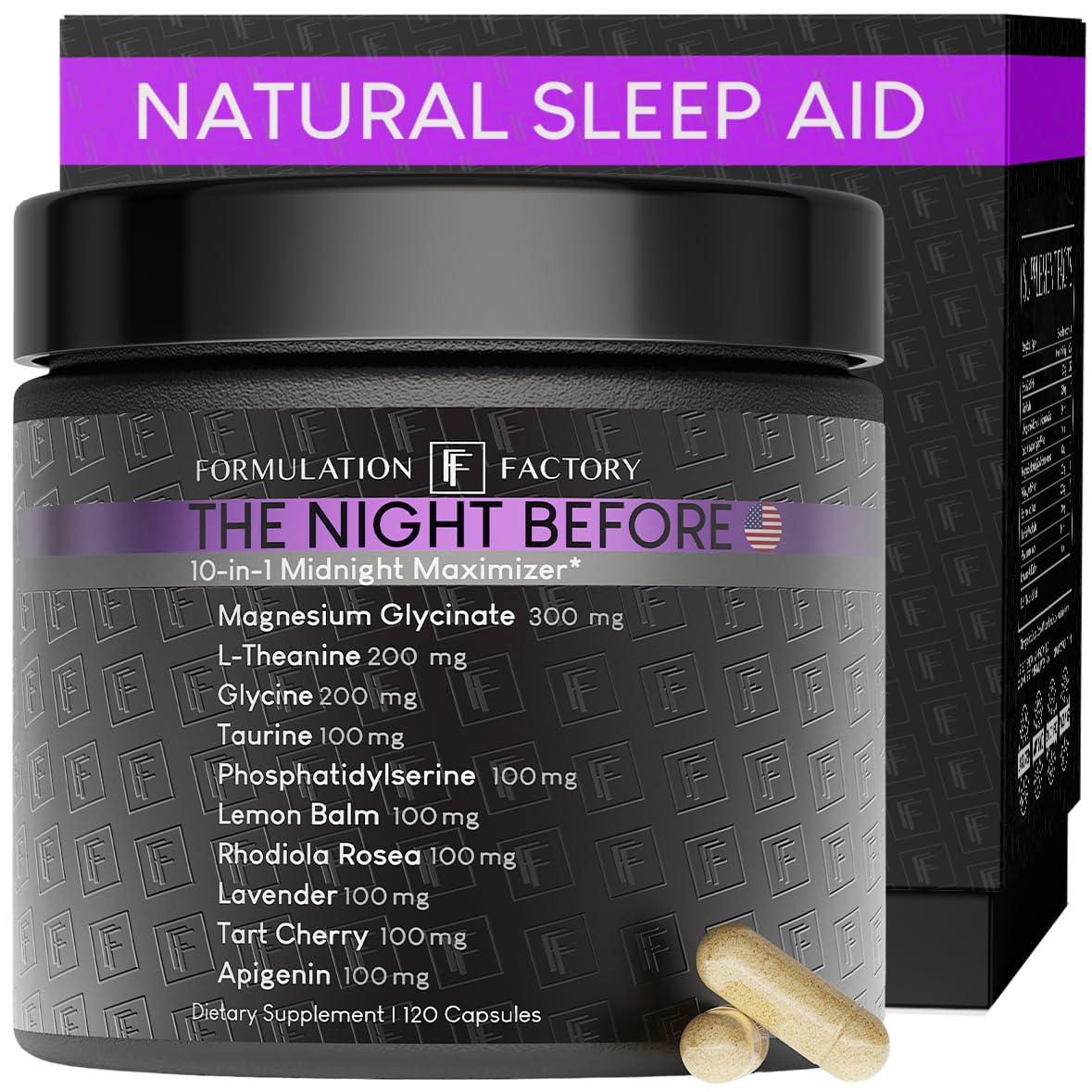 The Night Before 10-in-1 Midnight Maximizer Sleep Aid, Stress Relief, Cognition, Relaxation, Recovery, Focus, Magnesium Glycinate, L-Theanine & More, (120 Capsules – 2 Month Supply) Formulation FactoryBuy Supplements Australia