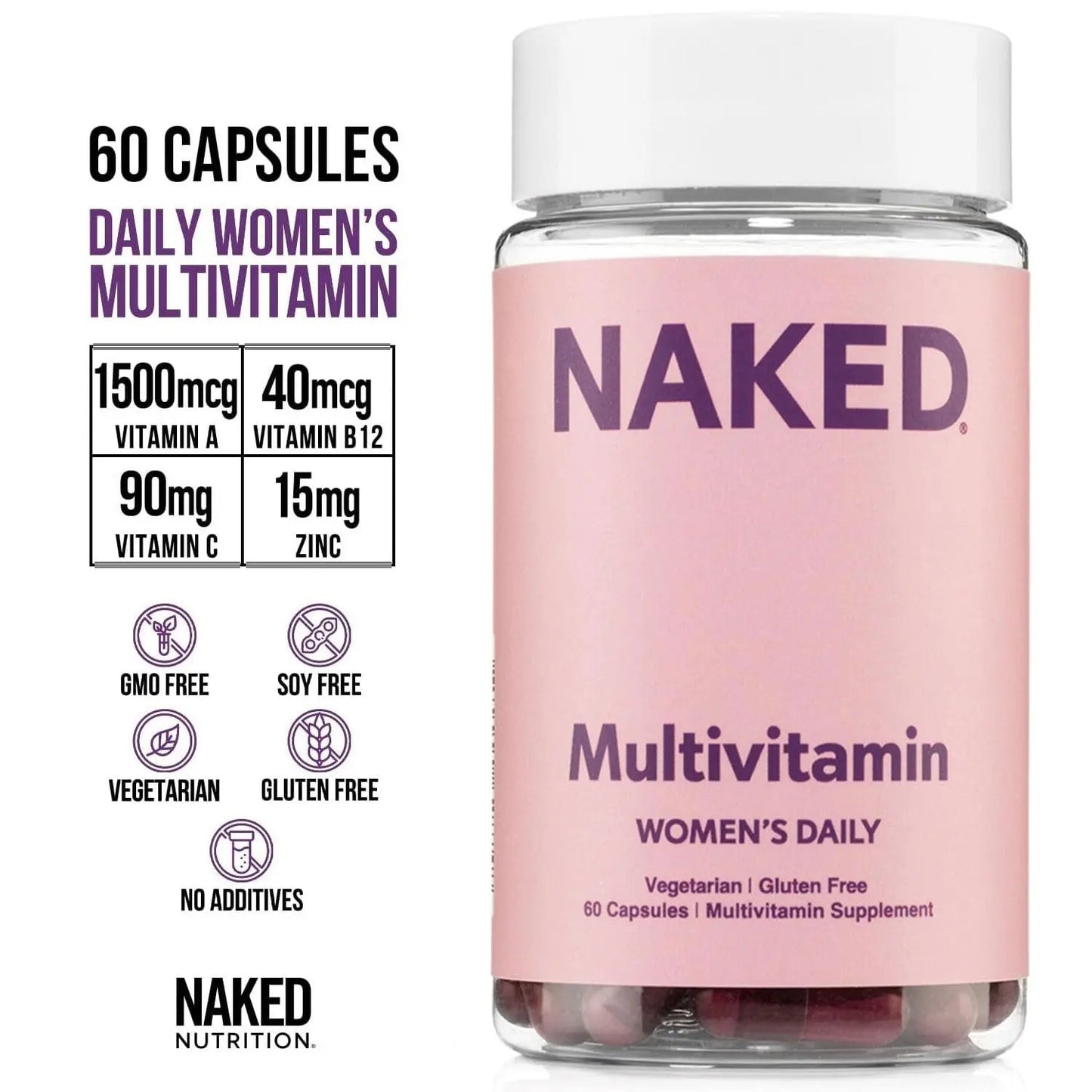 NAKED Nutrition Women's Multi - Daily Multivitamin - Vitamins A, C, E, Selenium, Zinc, Fruit and Super Green Extracts, to Boost Immune Support NAKEDBuy Supplements Australia