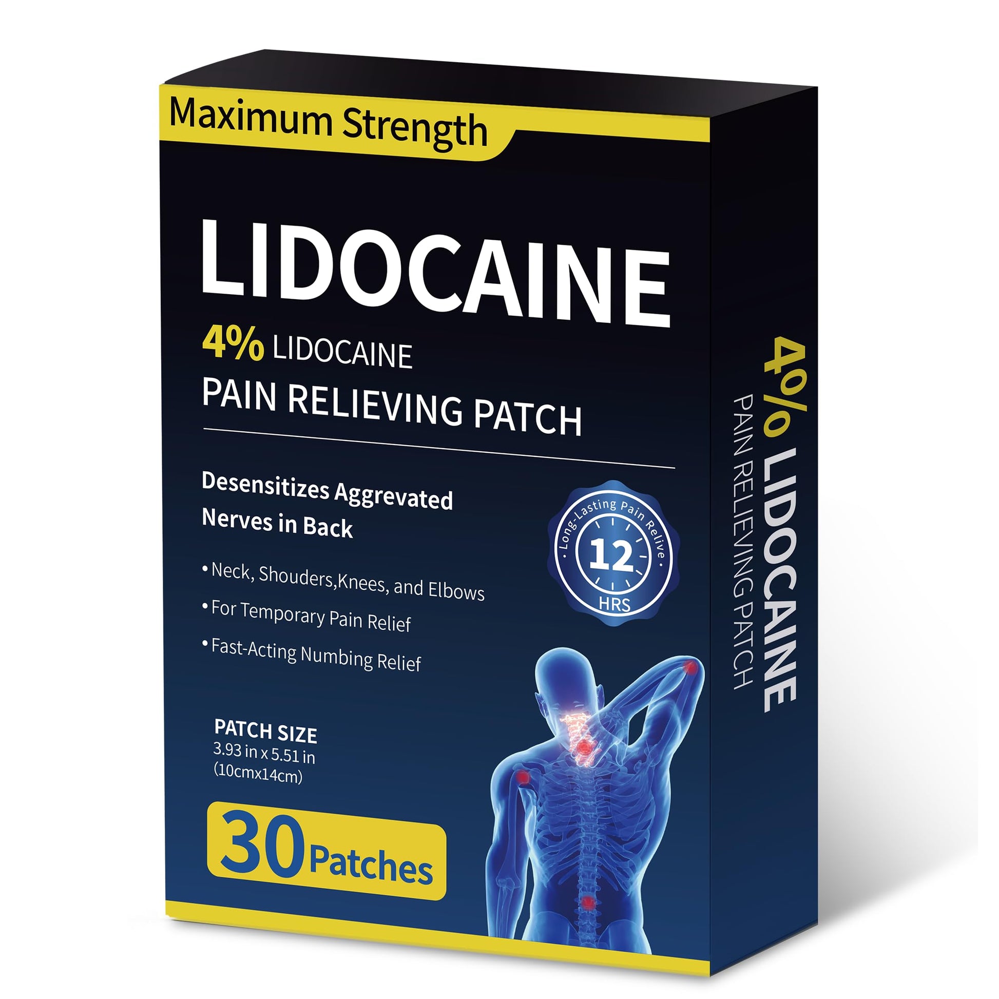 SZLGANG 4% Lidocaine Pain Relief Patches - (Large, 30, Count) Maximum Strength Relief for Back, Neck, Shoulder, Joint & Muscle Pain, 3.9”x 5.5”-03CCD SZLGANGBuy Supplements Australia
