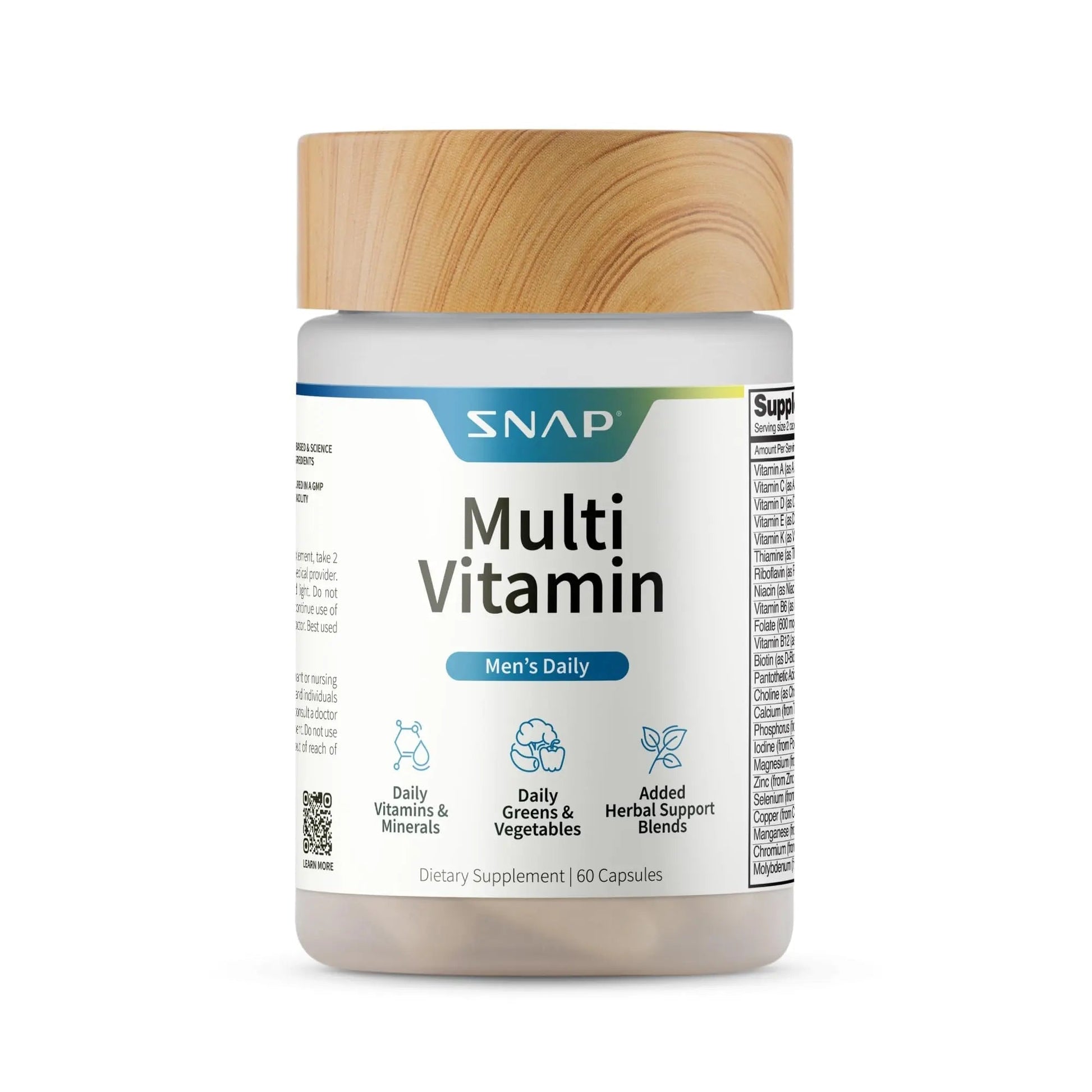 Snap Supplements Men's Multivitamins - Daily Vitamins & Minerals for Men - Vitamin D, B12, Zinc, Herbs & Vitamin C Snap Supplements