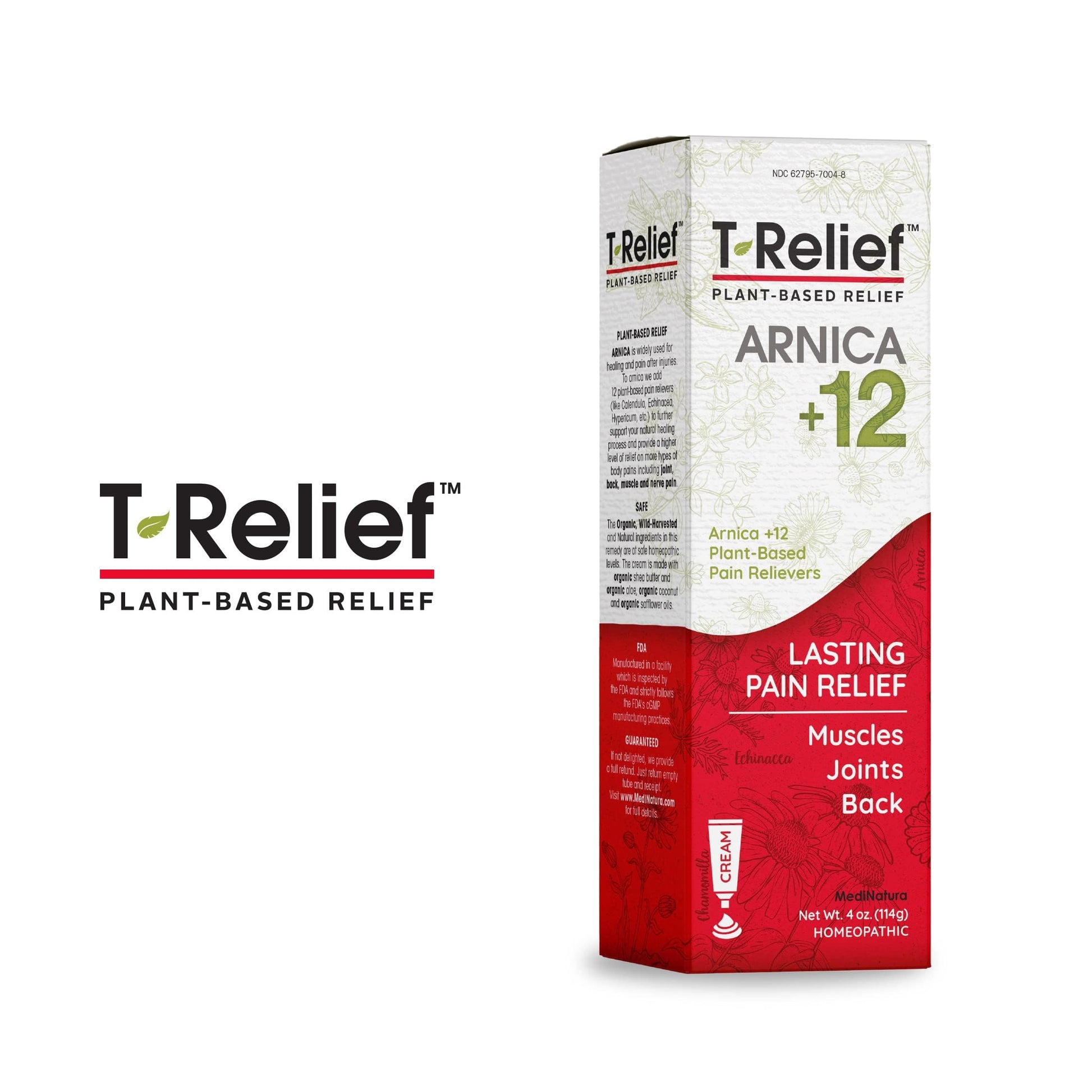 T-Relief Arnica +12 Cream Natural Actives for Back Pain Joint Soreness Muscle Aches & Stiffness, Whole Body Fast Acting Relief for Women & Men - 4 oz MediNaturaBuy Supplements Australia