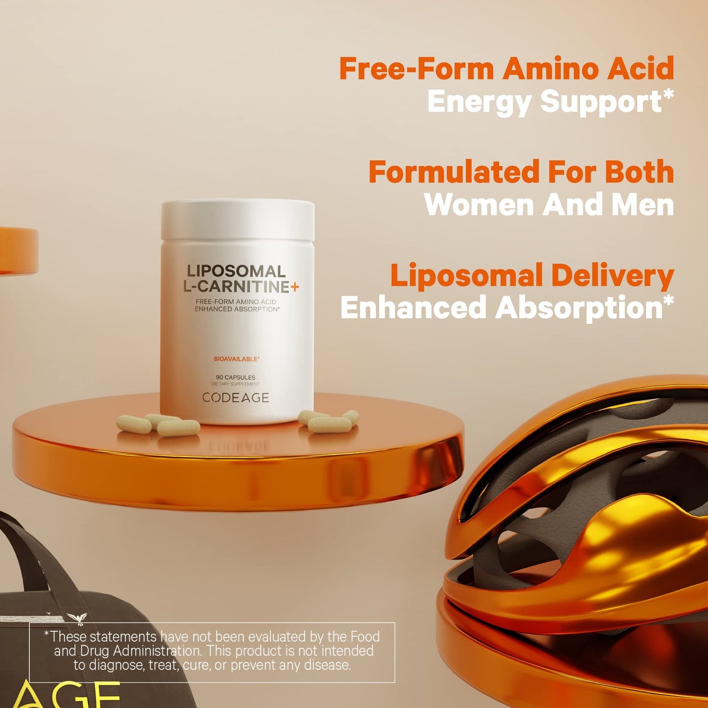Codeage Liposomal L-Carnitine+ Supplement - 500 mg L-Carnitine L-Tartrate per Serving - Free-Form Amino Acid - Carnitine - Liposomal Delivery - Vegan, Non-GMO, Gluten-Free - 90 Capsules CodeageBuy Supplements Australia