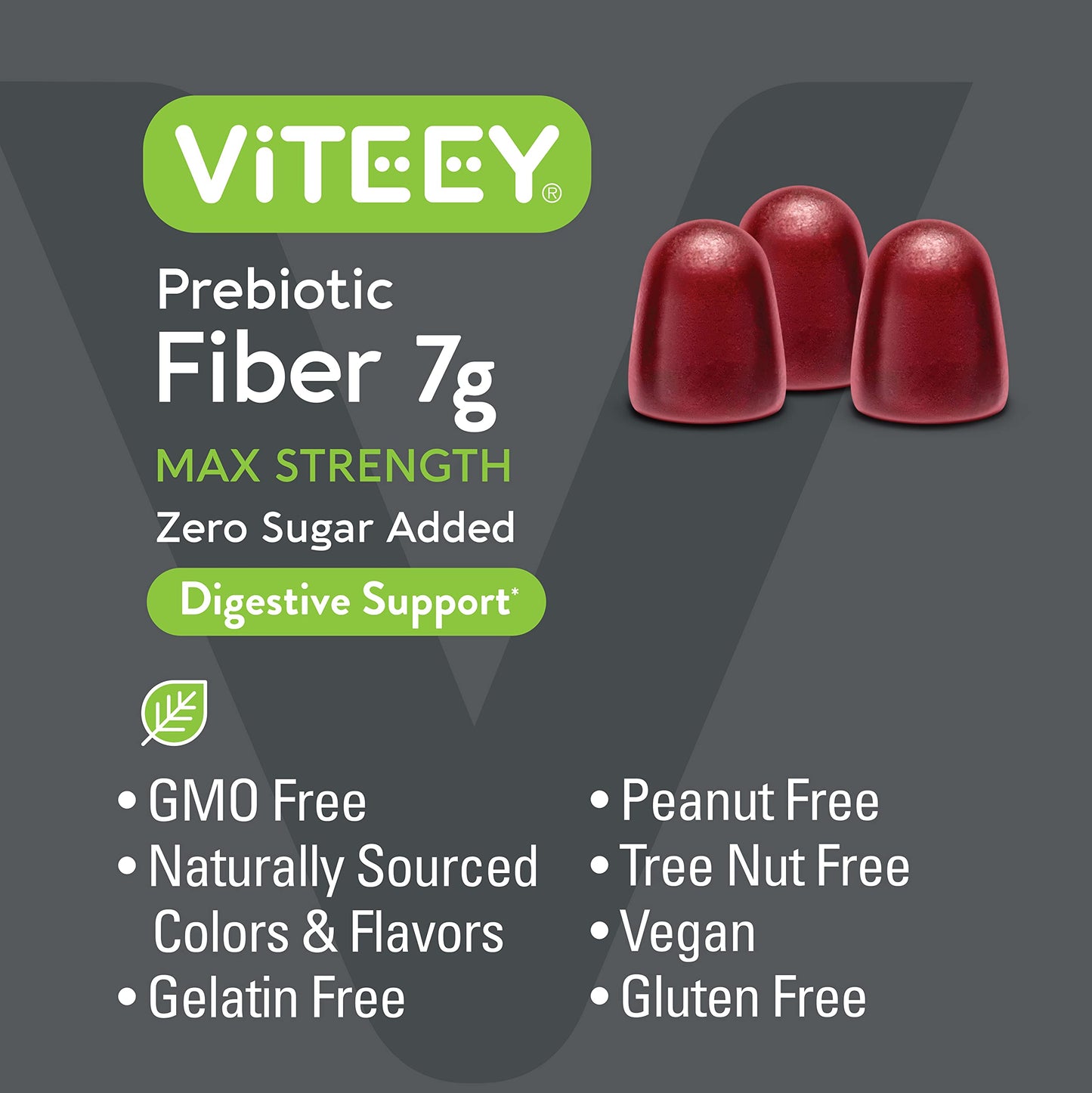 Prebiotic Fiber Gummies 7G Extra Strength [Zero Sugar Added] Digestive Heath Regularity ViteeyBuy Supplements Australia