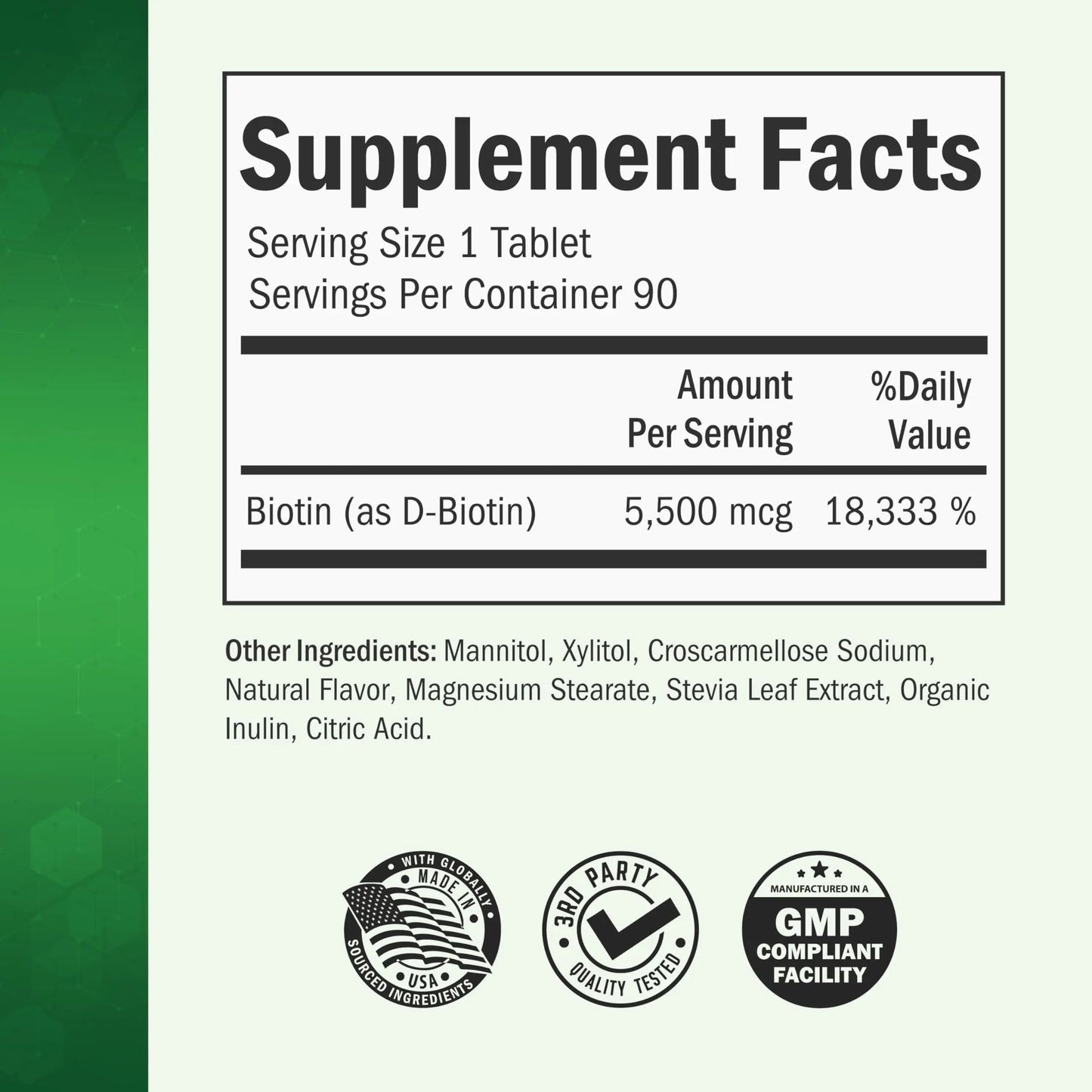 BioSchwartz Bariatric Biotin Chewable Tablets - 5500mcg Biotin per Serving - Green Apple Flavor, 3 Month Supply - Sugar-Free Hair Skin Nails Vitamins BioSchwartz