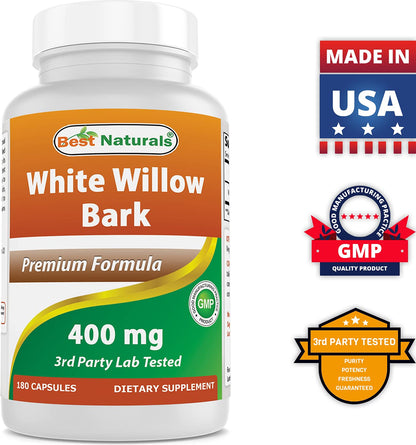 Best Naturals White Willow Bark 400 mg 180 Capsules (180 Count (Pack of 3)) Best NaturalsBuy Supplements Australia