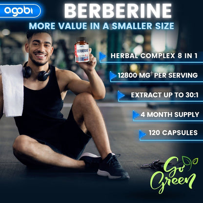 120 Capsules - Berberine Supplement 12800mg with Ceylon, Milk Thistle, Turmeric agobiBuy Supplements Australia
