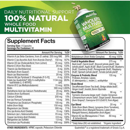 Nutrivein Whole Food Multivitamin for Men & Women – 120 Vegan Multivitamin Caps for Adults – Daily Energy, Immune & Heart Support NutriveinBuy Supplements Australia
