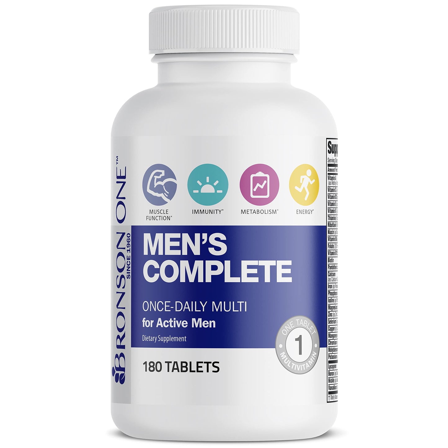 Bronson ONE Daily Men’s Complete Multivitamin Multimineral Once-Daily Multi for Active Men, 180 Tablets BronsonBuy Supplements Australia